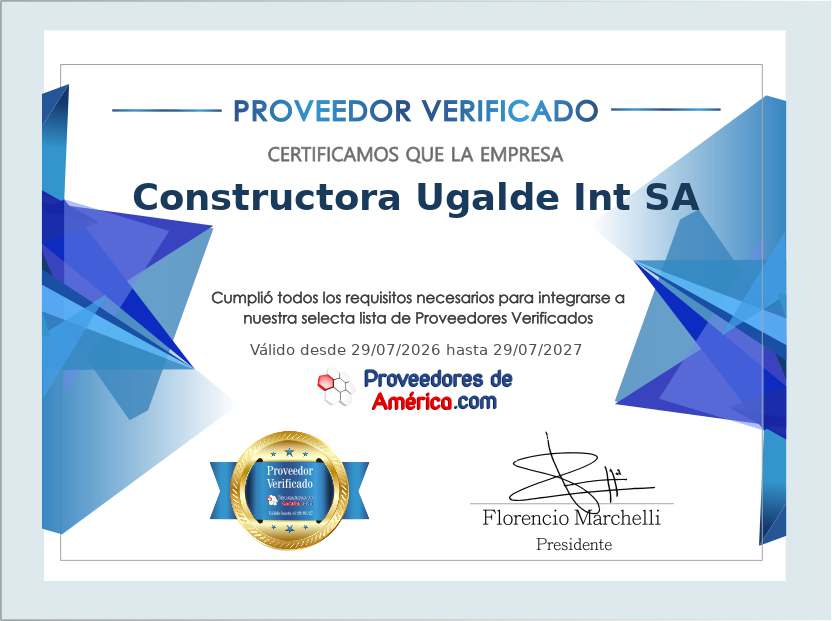 CERTIFICACIÓN PARA CONSTRUCTORA UGALDE
